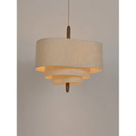 Tiered Linen Pendant Light with Wood Accents – Dining Room Chandelier
