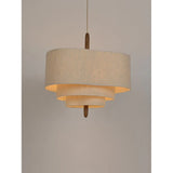 Tiered Linen Pendant Light with Wood Accents – Dining Room Chandelier