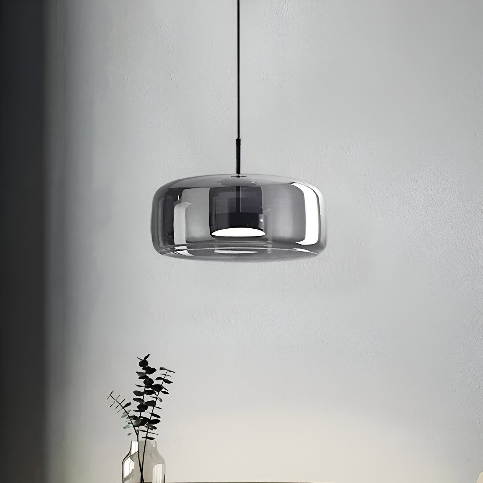 Amber Glass Dome Pendant Light – LED with Adjustable Cord