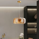 Amber Glass Dome Pendant Light – LED with Adjustable Cord