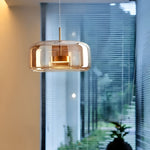 Amber Glass Dome Pendant Light – LED with Adjustable Cord