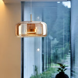 Amber Glass Dome Pendant Light – LED with Adjustable Cord
