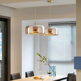 Amber Glass Dome Pendant Light – LED with Adjustable Cord