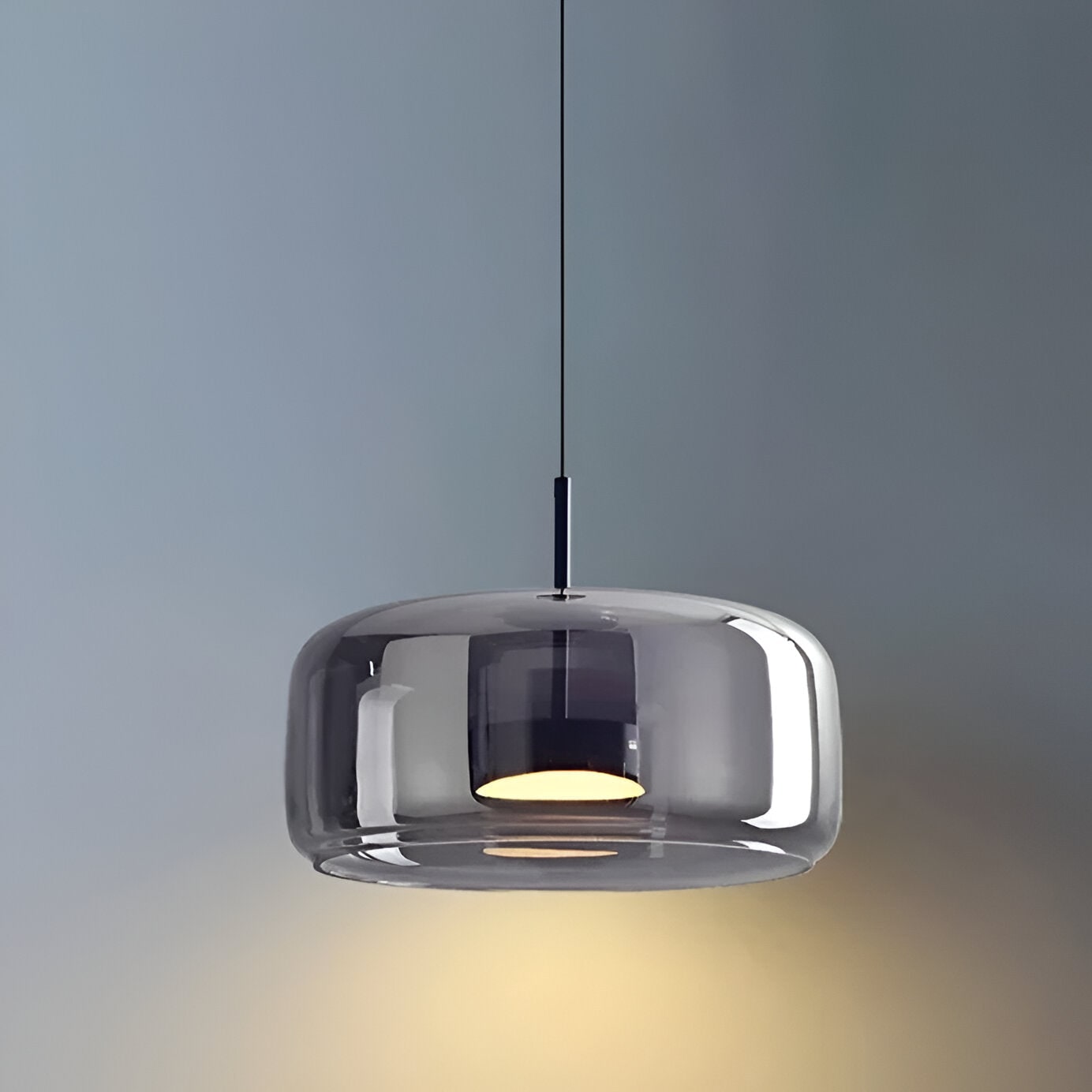 Amber Glass Dome Pendant Light – LED with Adjustable Cord