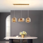Amber Glass Dome Pendant Light – LED with Adjustable Cord