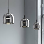 Amber Glass Dome Pendant Light – LED with Adjustable Cord