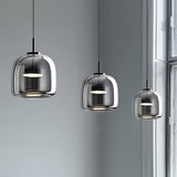 Amber Glass Dome Pendant Light – LED with Adjustable Cord