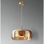 Amber Glass Dome Pendant Light – LED with Adjustable Cord