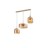 Amber Glass Dome Pendant Light – LED with Adjustable Cord