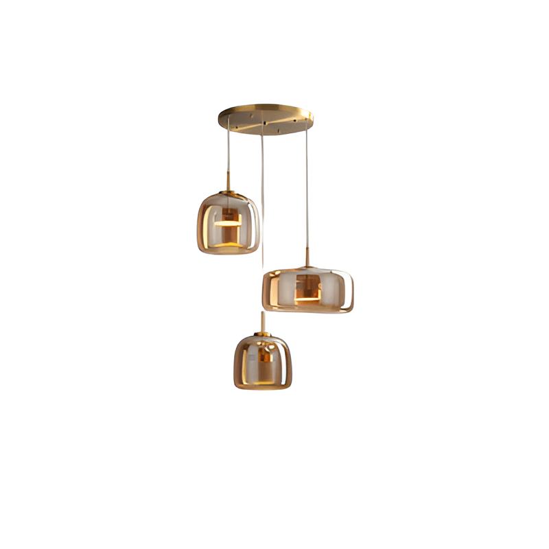 Amber Glass Dome Pendant Light – LED with Adjustable Cord