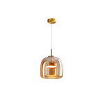 Amber Glass Dome Pendant Light – LED with Adjustable Cord