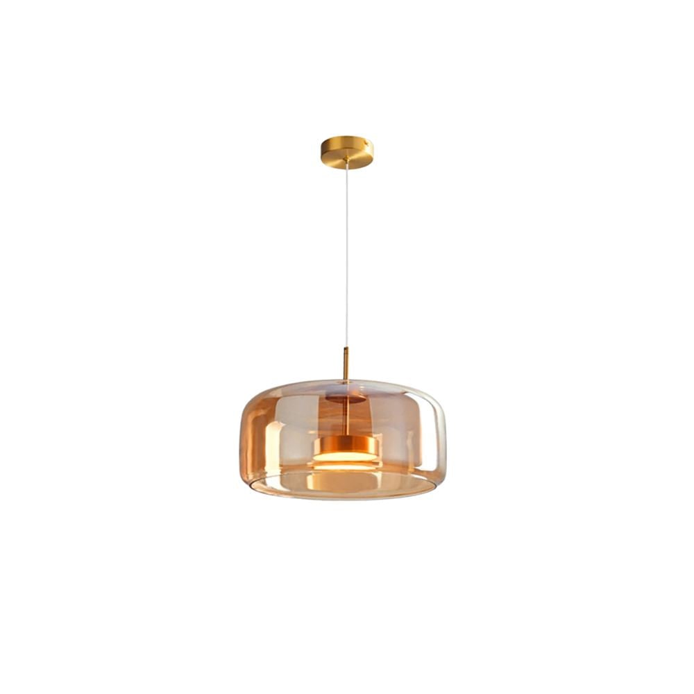 Amber Glass Dome Pendant Light – LED with Adjustable Cord