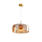 Amber Glass Dome Pendant Light – LED with Adjustable Cord