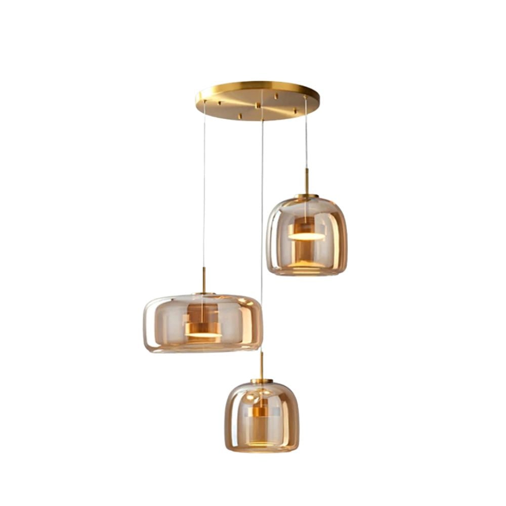 Amber Glass Dome Pendant Light – LED with Adjustable Cord