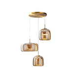 Amber Glass Dome Pendant Light – LED with Adjustable Cord