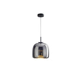 Amber Glass Dome Pendant Light – LED with Adjustable Cord