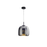 Amber Glass Dome Pendant Light – LED with Adjustable Cord