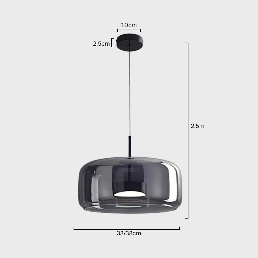 Amber Glass Dome Pendant Light – LED with Adjustable Cord