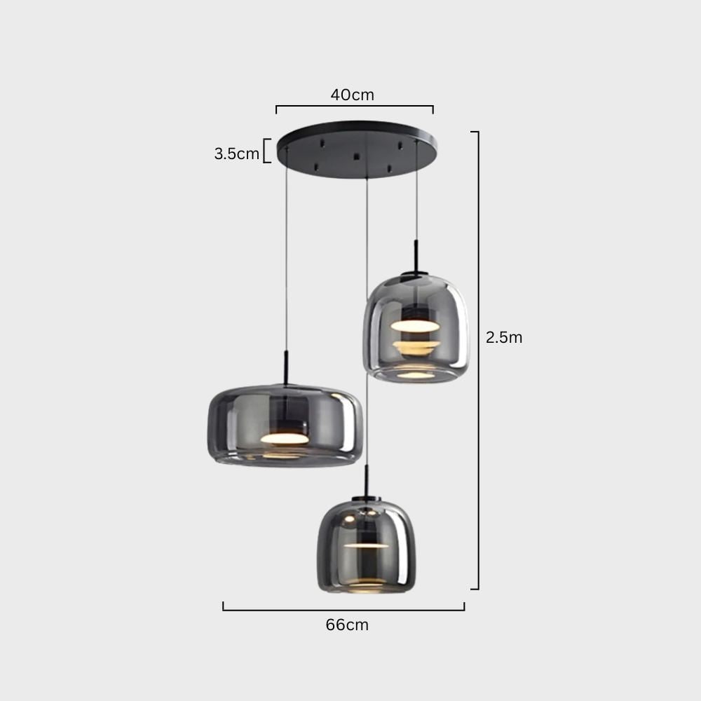 Amber Glass Dome Pendant Light – LED with Adjustable Cord