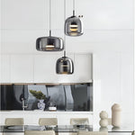 Amber Glass Dome Pendant Light – LED with Adjustable Cord
