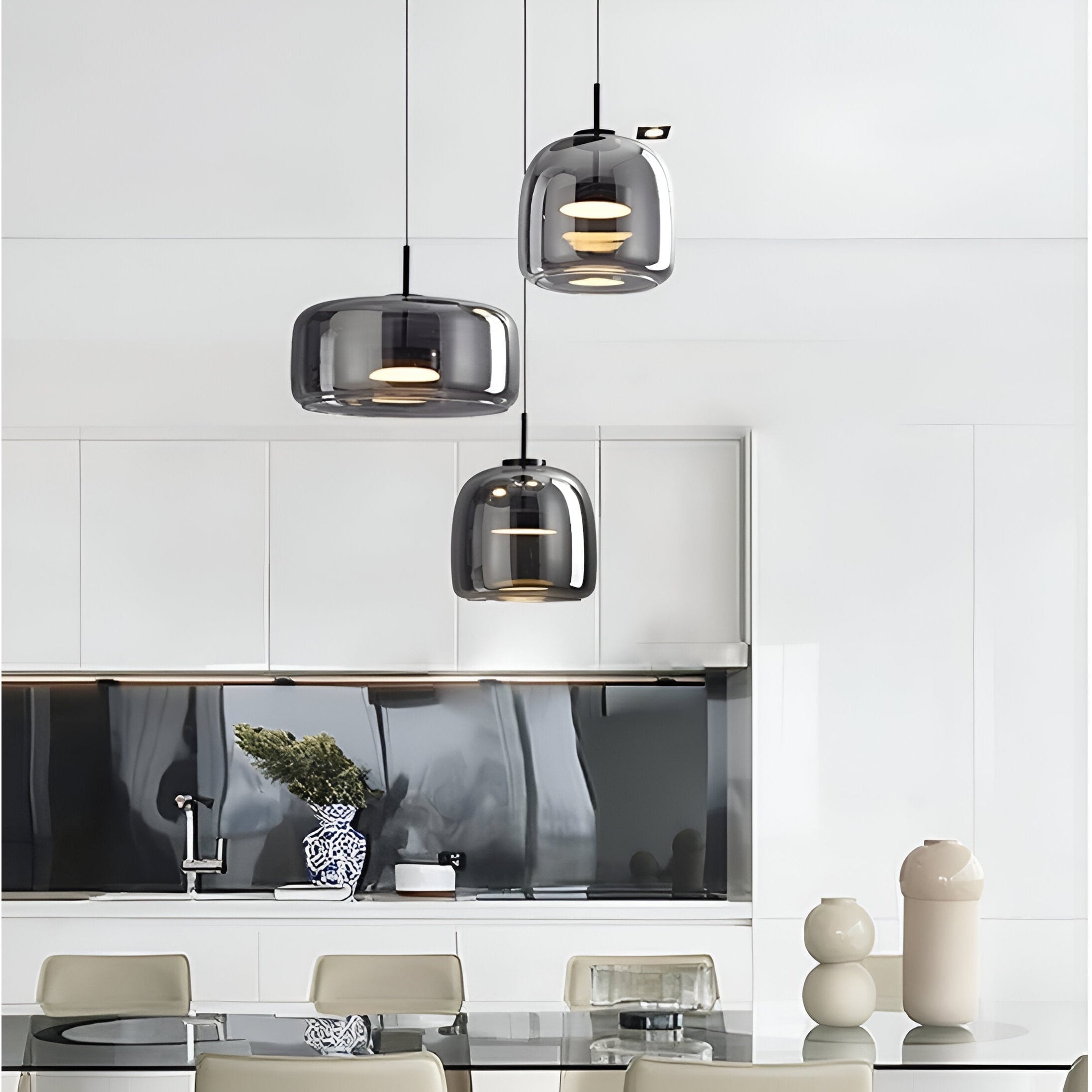 Amber Glass Dome Pendant Light – LED with Adjustable Cord