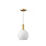 Milky Glass Pendant Light with Brass Hardware – Globe, Capsule or Oval