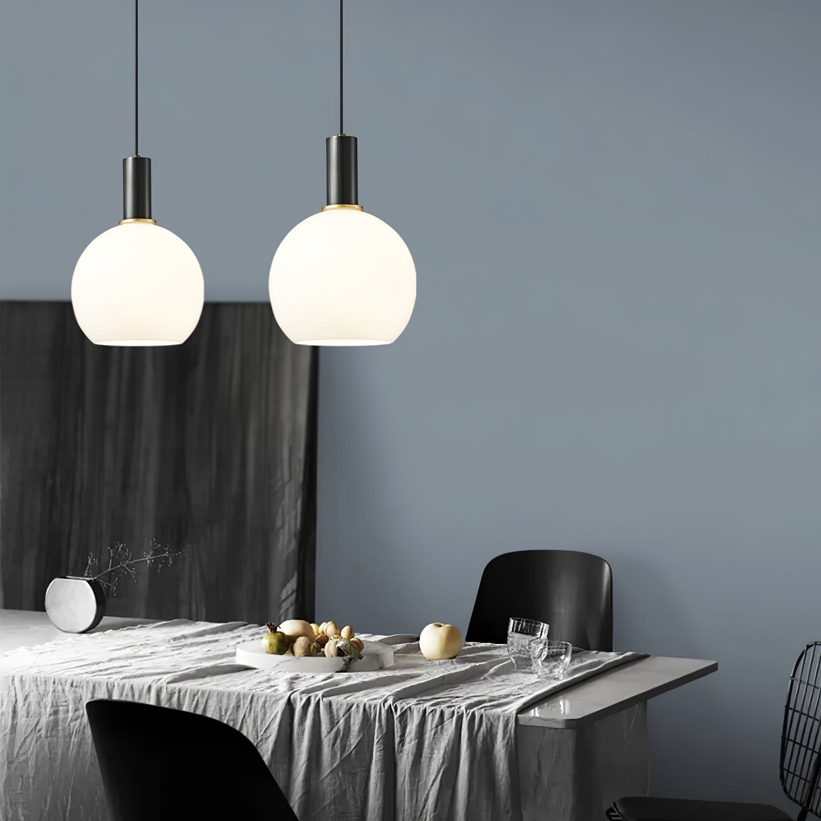 Milky Glass Pendant Light with Brass Hardware – Globe, Capsule or Oval