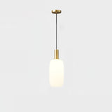 Milky Glass Pendant Light with Brass Hardware – Globe, Capsule or Oval