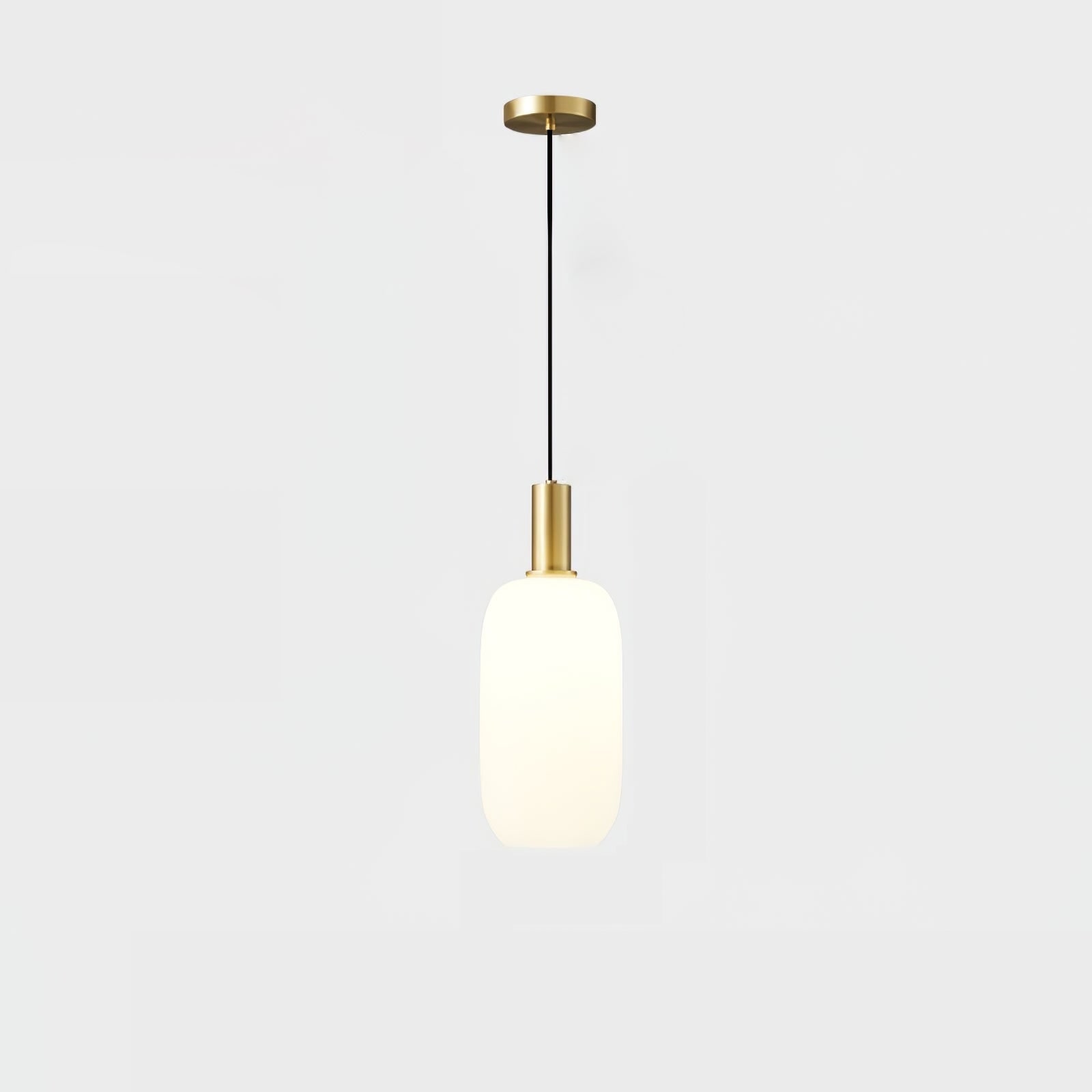 Milky Glass Pendant Light with Brass Hardware – Globe, Capsule or Oval