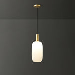 Milky Glass Pendant Light with Brass Hardware – Globe, Capsule or Oval