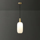 Milky Glass Pendant Light with Brass Hardware – Globe, Capsule or Oval