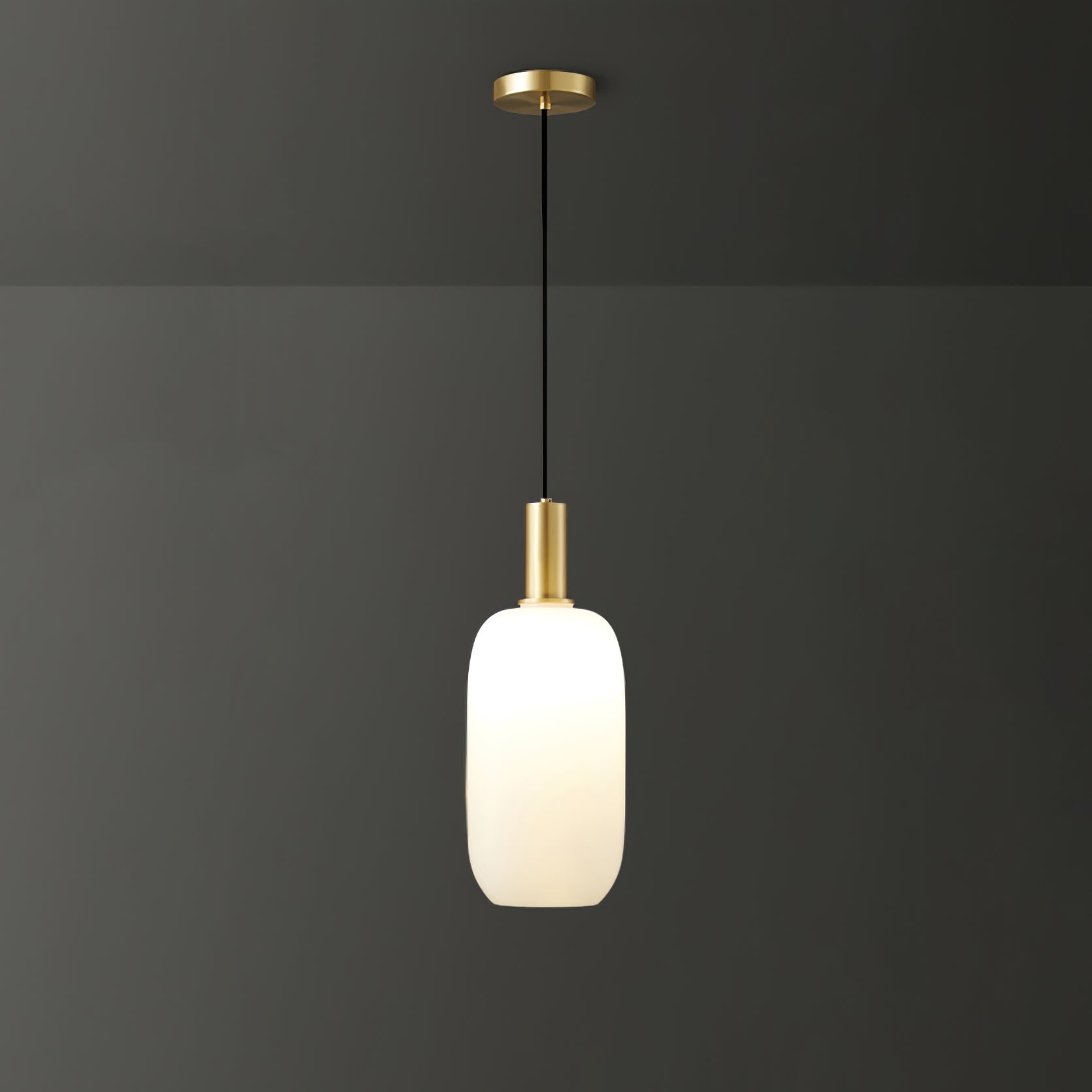 Milky Glass Pendant Light with Brass Hardware – Globe, Capsule or Oval