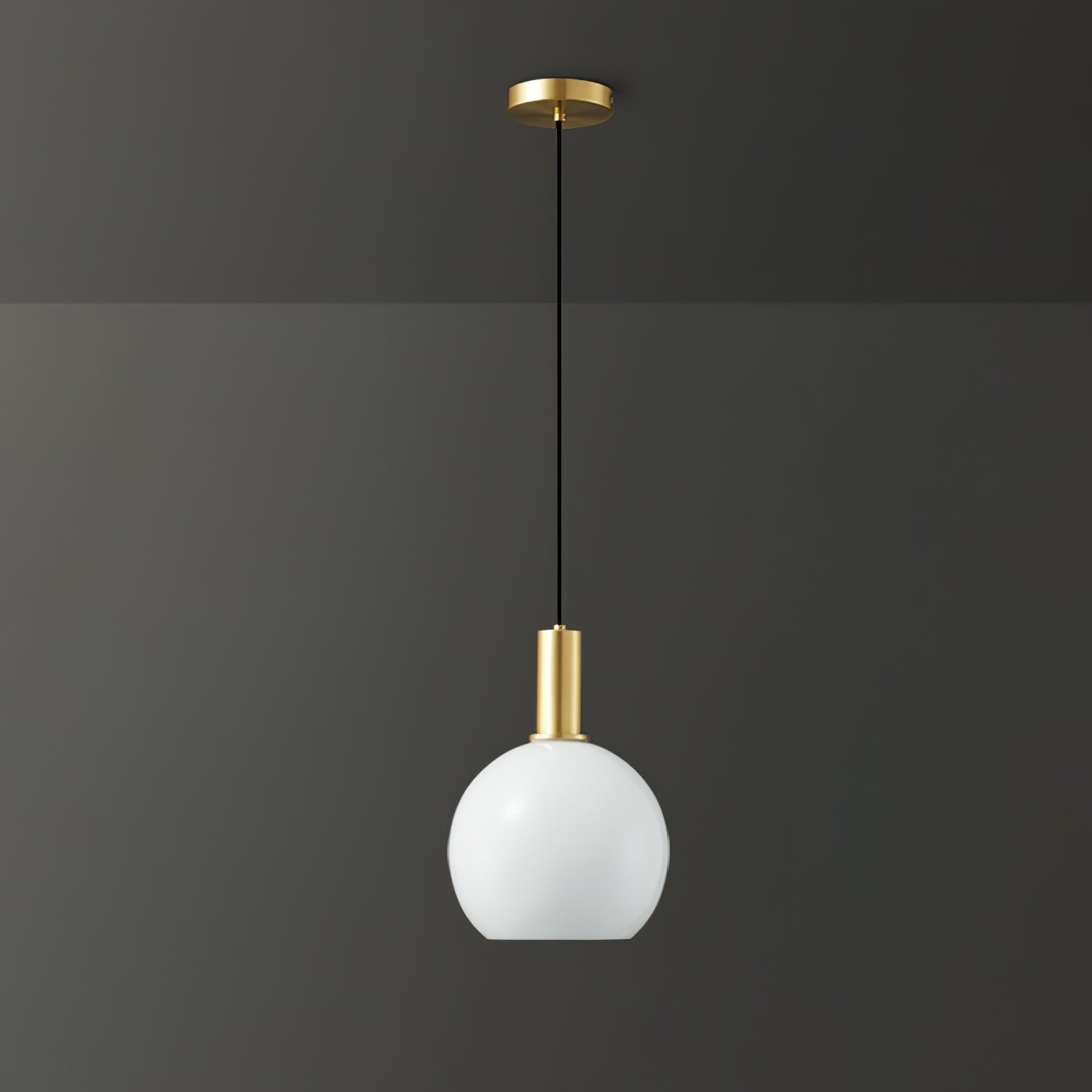 Milky Glass Pendant Light with Brass Hardware – Globe, Capsule or Oval