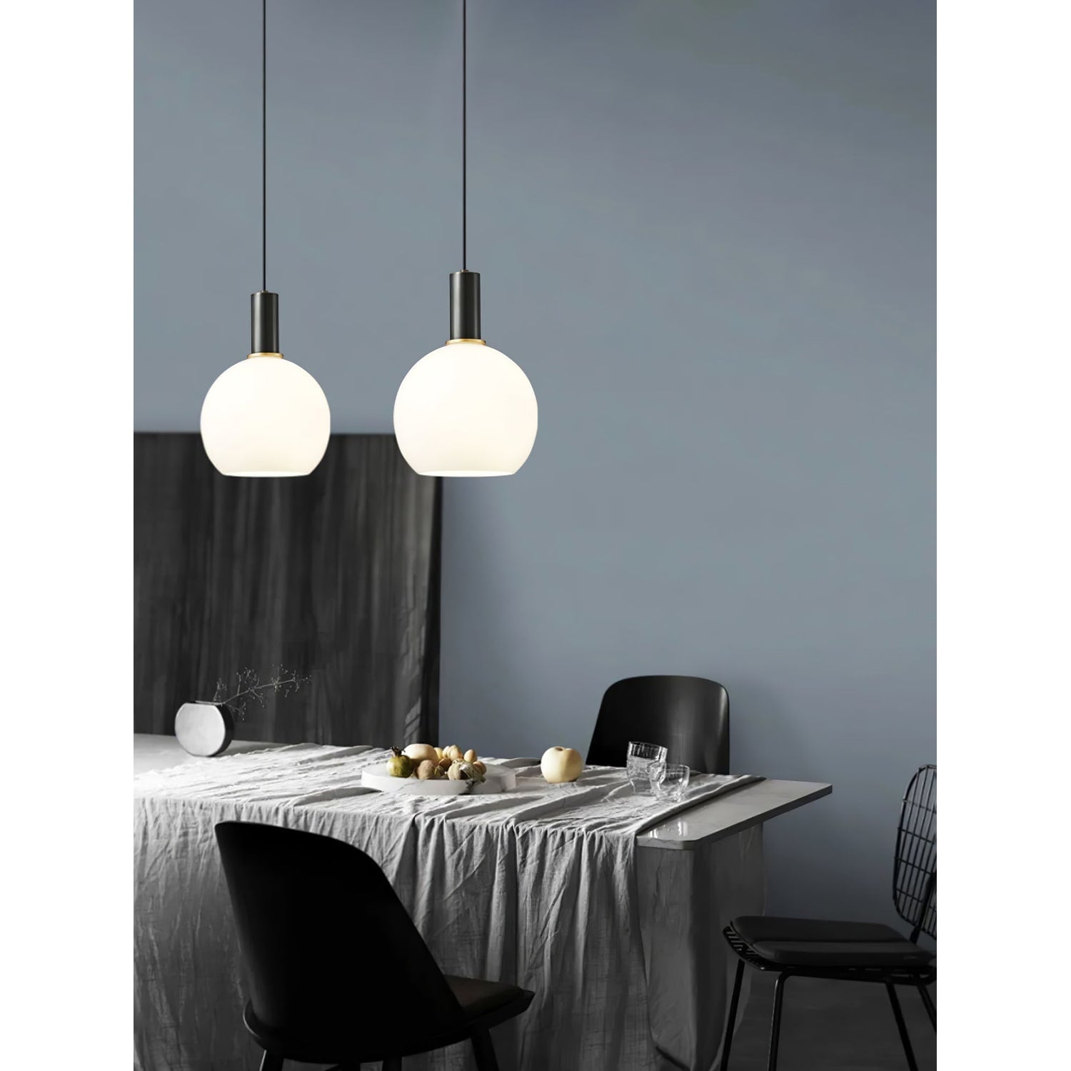 Milky Glass Pendant Light with Brass Hardware – Globe, Capsule or Oval