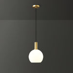 Milky Glass Pendant Light with Brass Hardware – Globe, Capsule or Oval