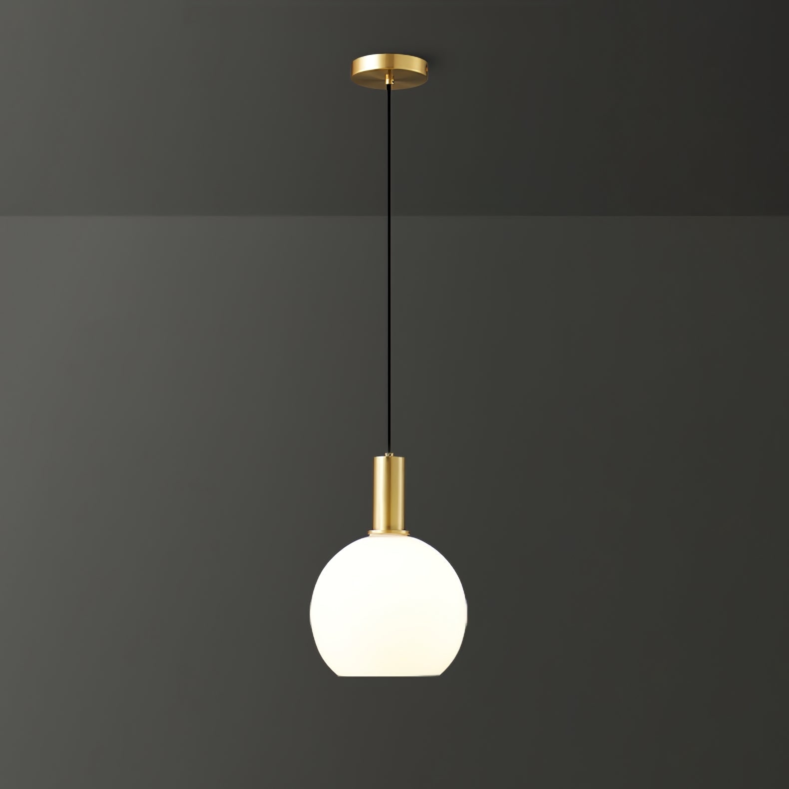 Milky Glass Pendant Light with Brass Hardware – Globe, Capsule or Oval