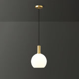 Milky Glass Pendant Light with Brass Hardware – Globe, Capsule or Oval