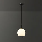 Milky Glass Pendant Light with Brass Hardware – Globe, Capsule or Oval