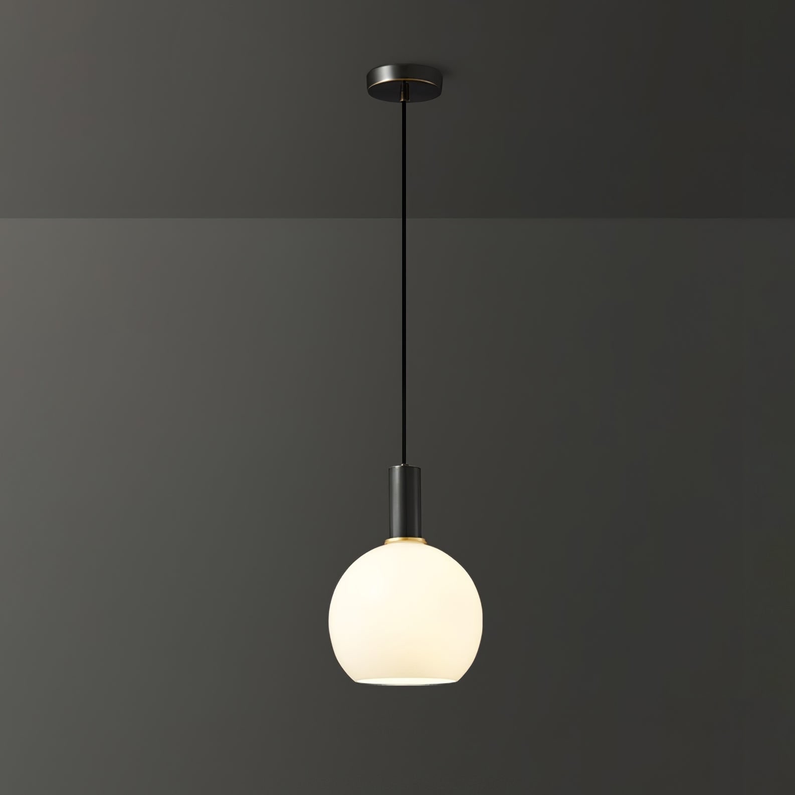 Milky Glass Pendant Light with Brass Hardware – Globe, Capsule or Oval