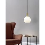 Milky Glass Pendant Light with Brass Hardware – Globe, Capsule or Oval