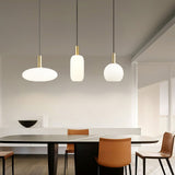 Milky Glass Pendant Light with Brass Hardware – Globe, Capsule or Oval