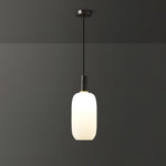 Milky Glass Pendant Light with Brass Hardware – Globe, Capsule or Oval
