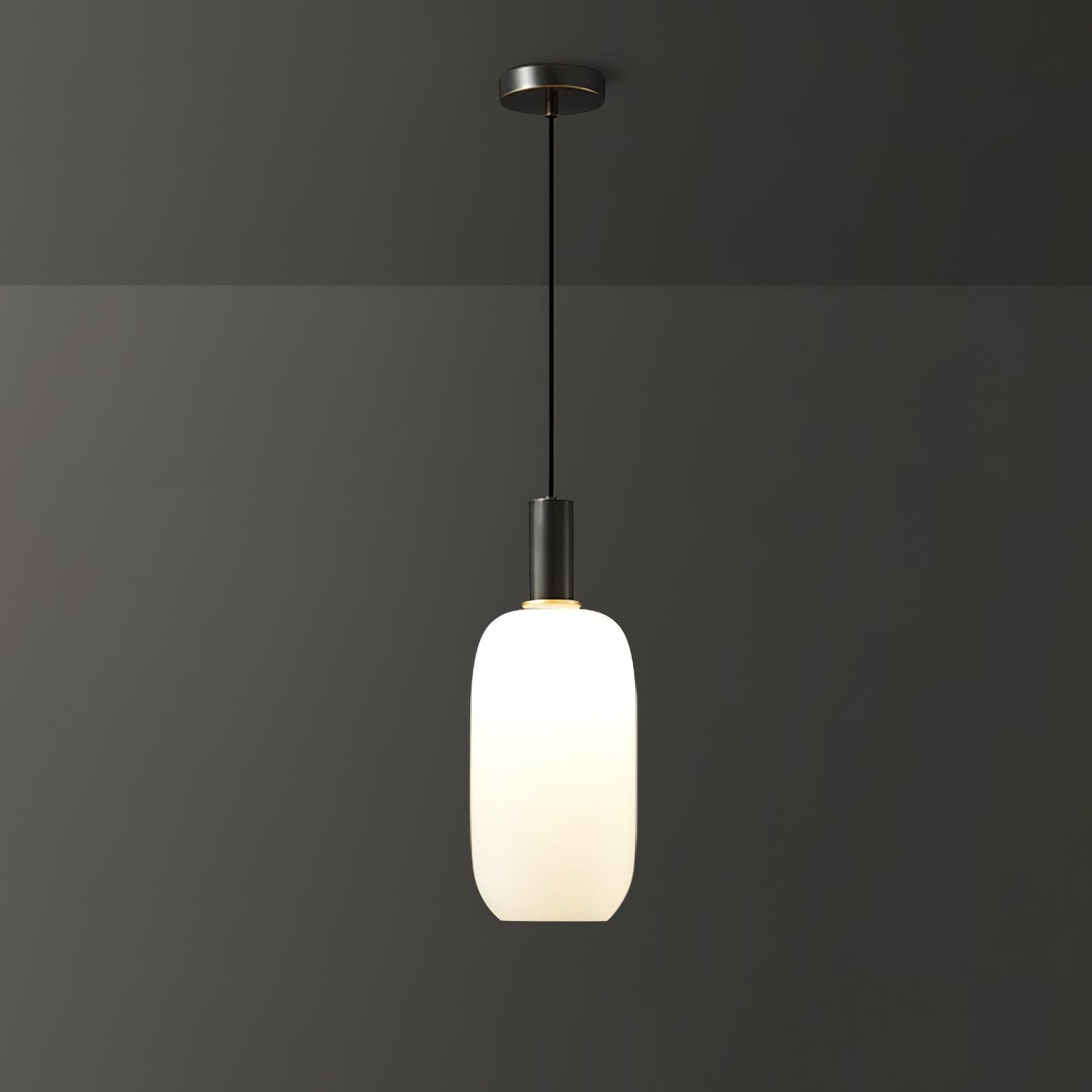Milky Glass Pendant Light with Brass Hardware – Globe, Capsule or Oval