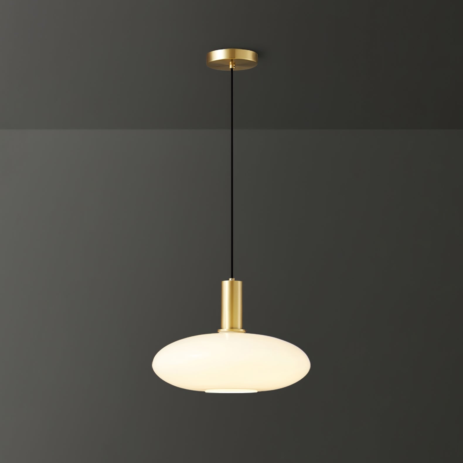 Milky Glass Pendant Light with Brass Hardware – Globe, Capsule or Oval