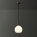 Milky Glass Pendant Light with Brass Hardware – Globe, Capsule or Oval