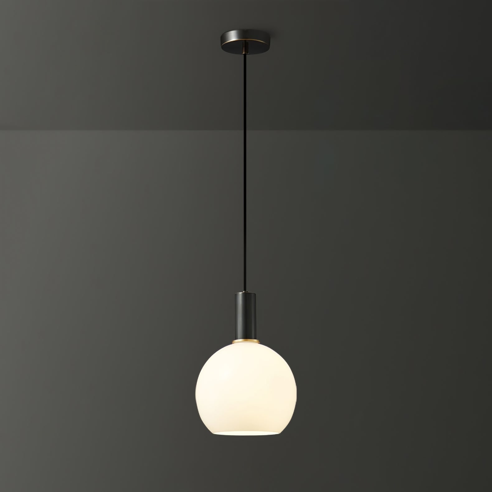 Milky Glass Pendant Light with Brass Hardware – Globe, Capsule or Oval