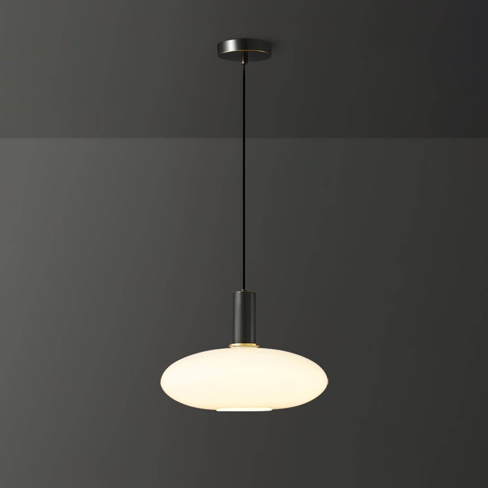 Milky Glass Pendant Light with Brass Hardware – Globe, Capsule or Oval