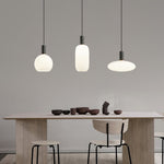 Milky Glass Pendant Light with Brass Hardware – Globe, Capsule or Oval