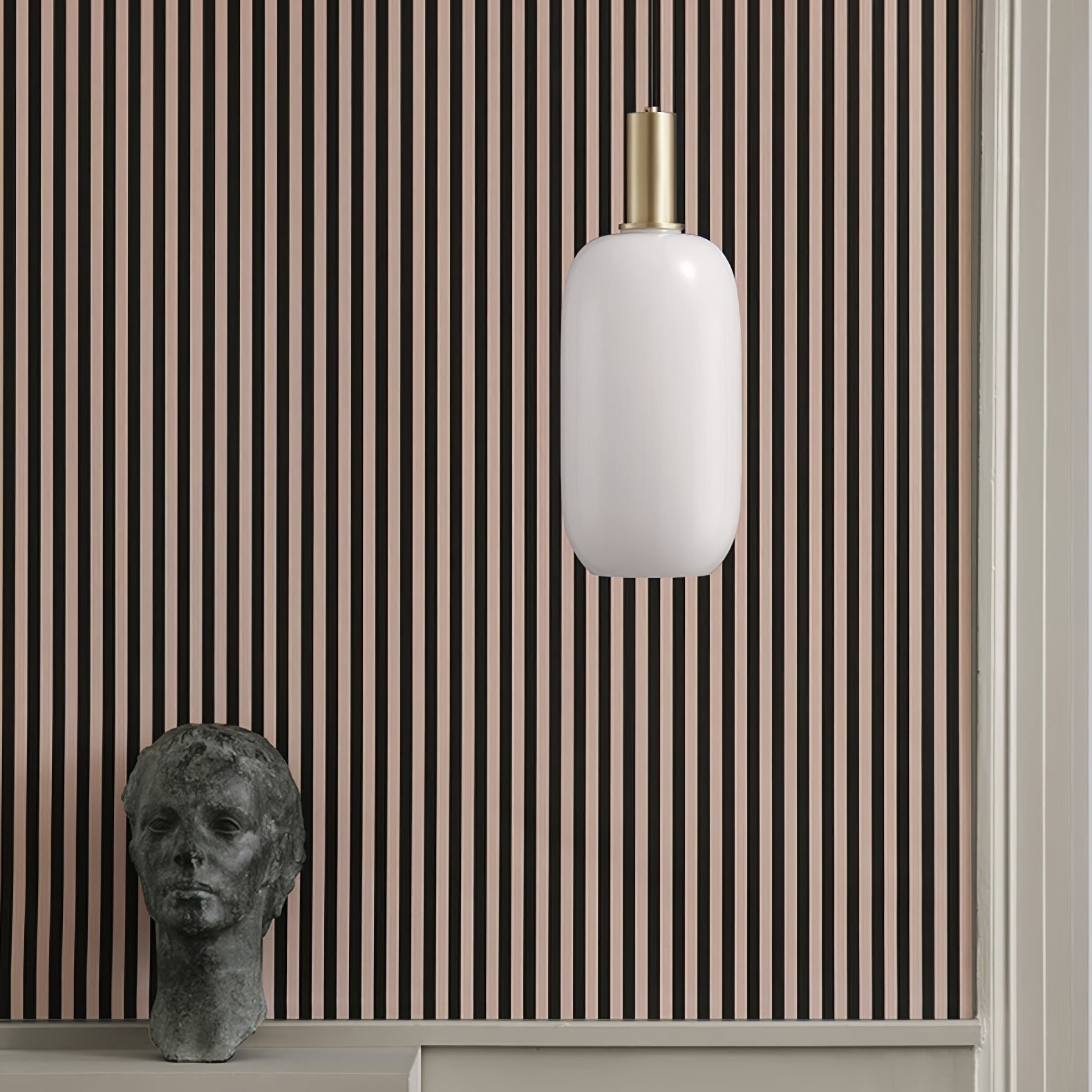 Milky Glass Pendant Light with Brass Hardware – Globe, Capsule or Oval