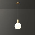 Milky Glass Pendant Light with Brass Hardware – Globe, Capsule or Oval